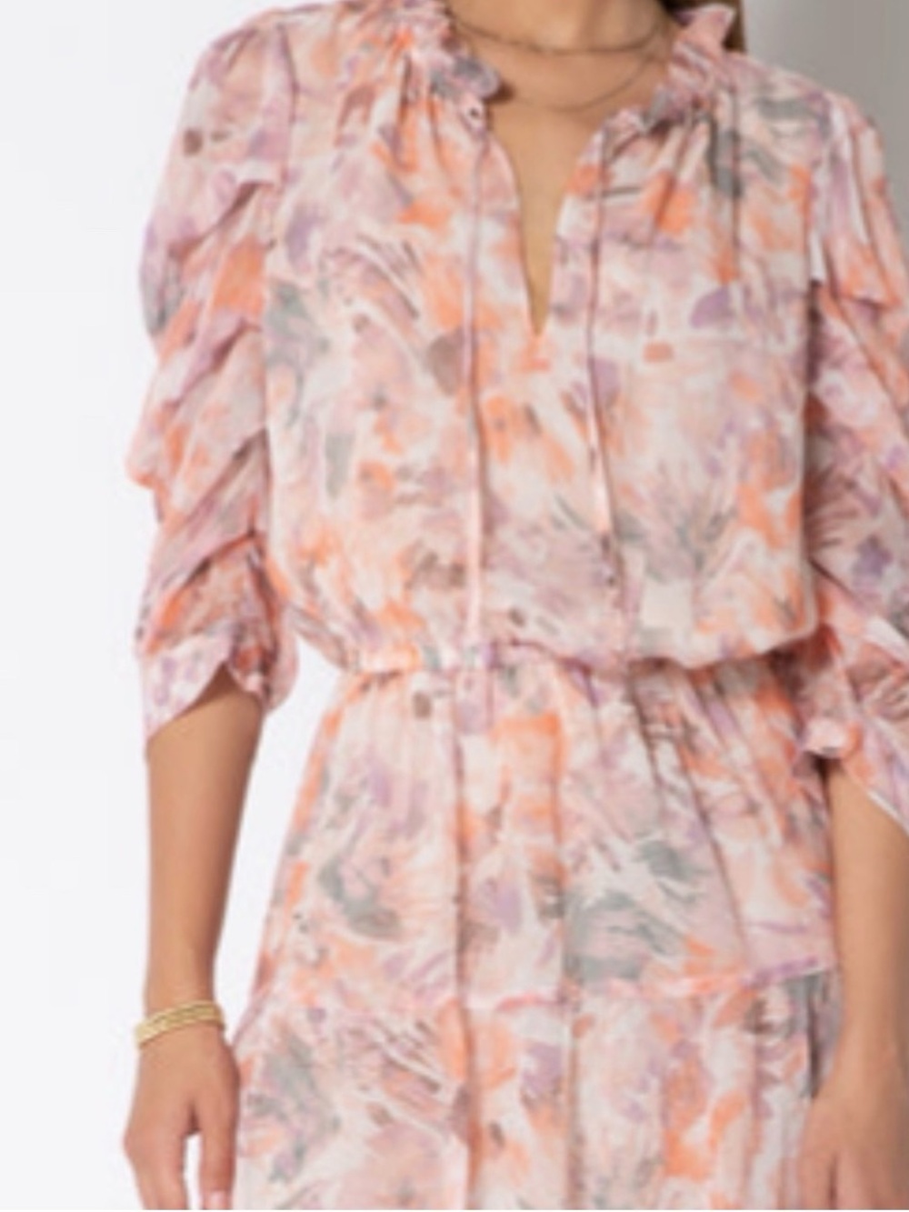 Tart Pink and Orange Watercolor Mini Dress